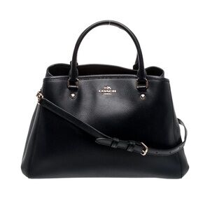 Coach Black Leather Top-Handle Satchel with Gold Hardware